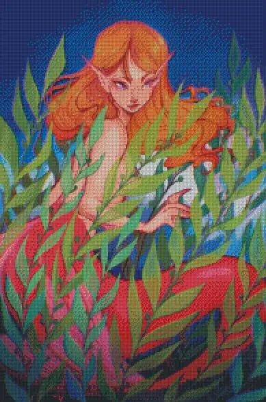 Red Tailed Mermaid in Seaweed