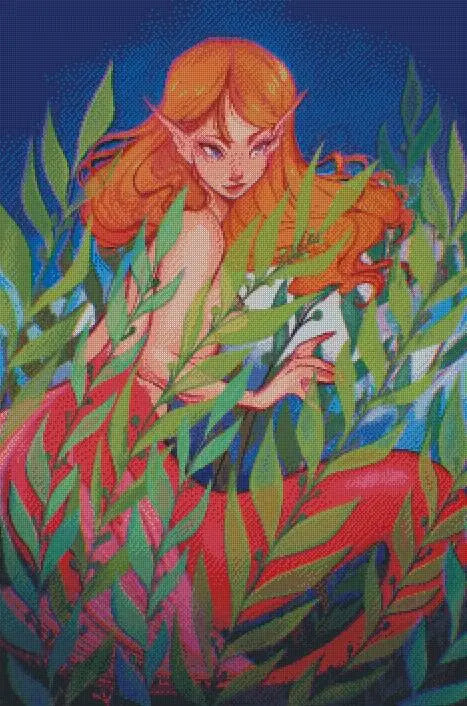 Red Tailed Mermaid in Seaweed