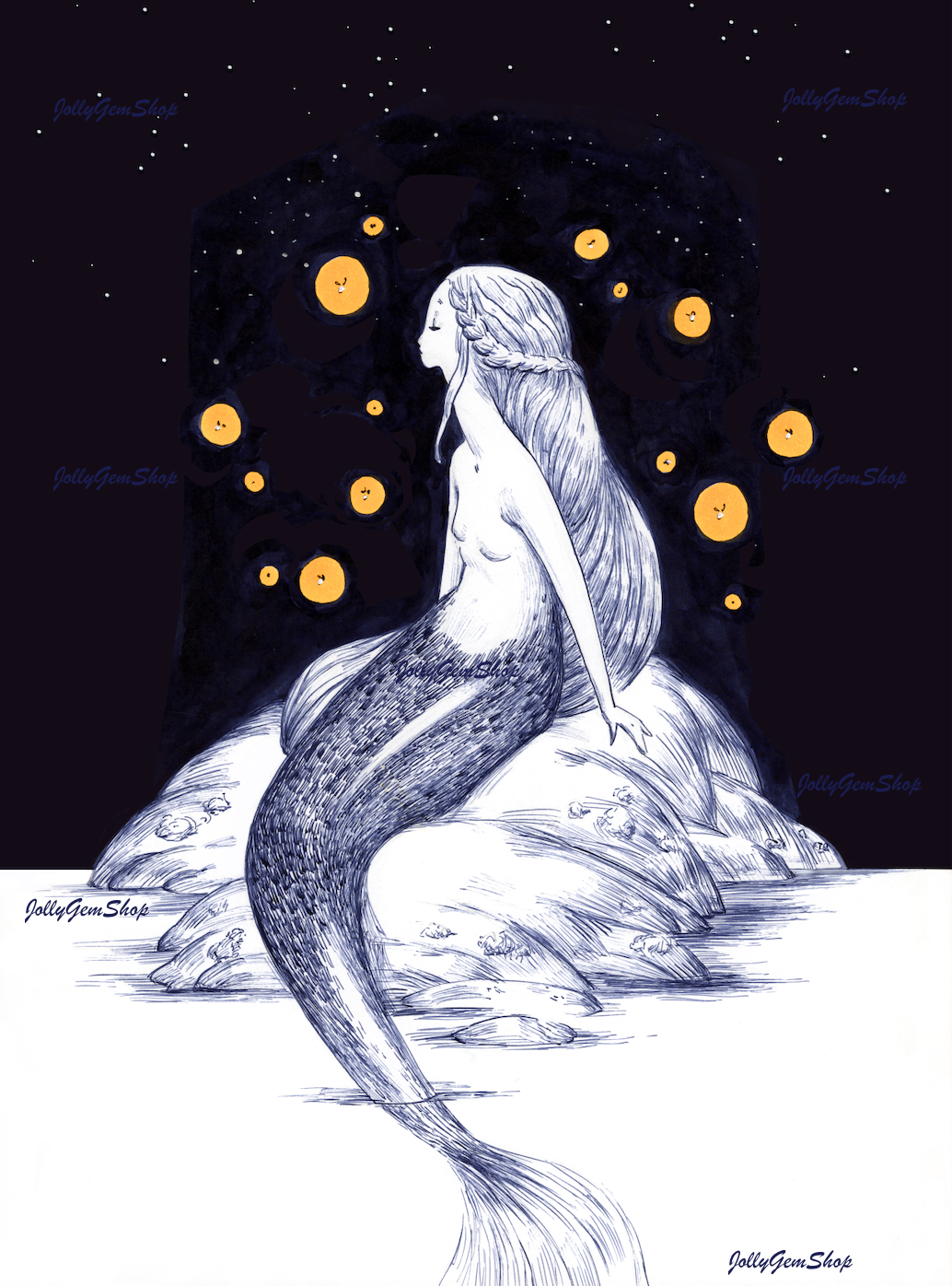 Night Mermaid (full and cropped version)